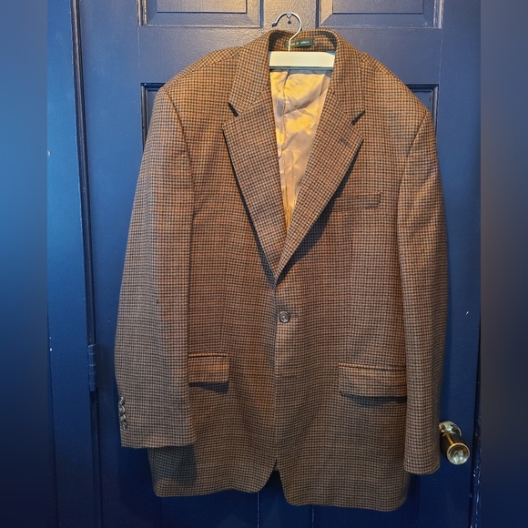 Vintage Ralph Lauren Wool Houndstooth Blazer — Made in Canada (Est. 40R)